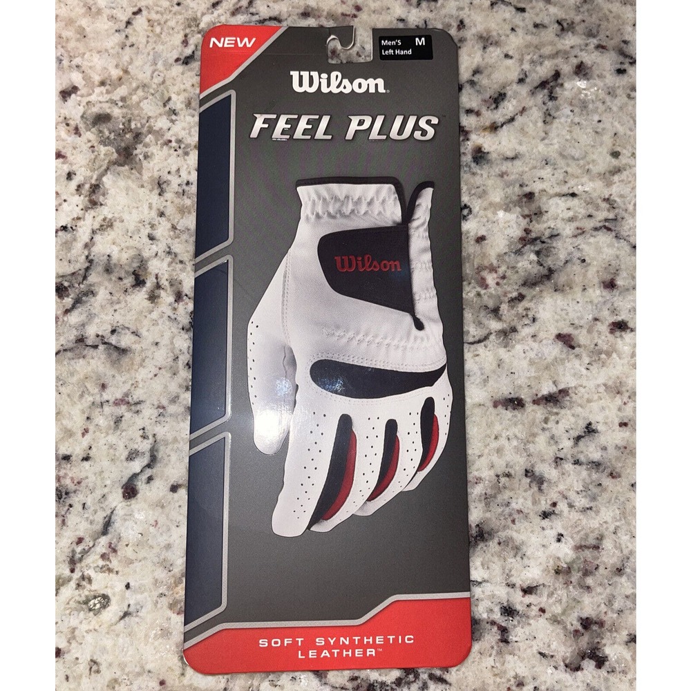 Wilson Feel Plus Golf Glove, Men's Left Hand, size M, Soft Synthetic Leather